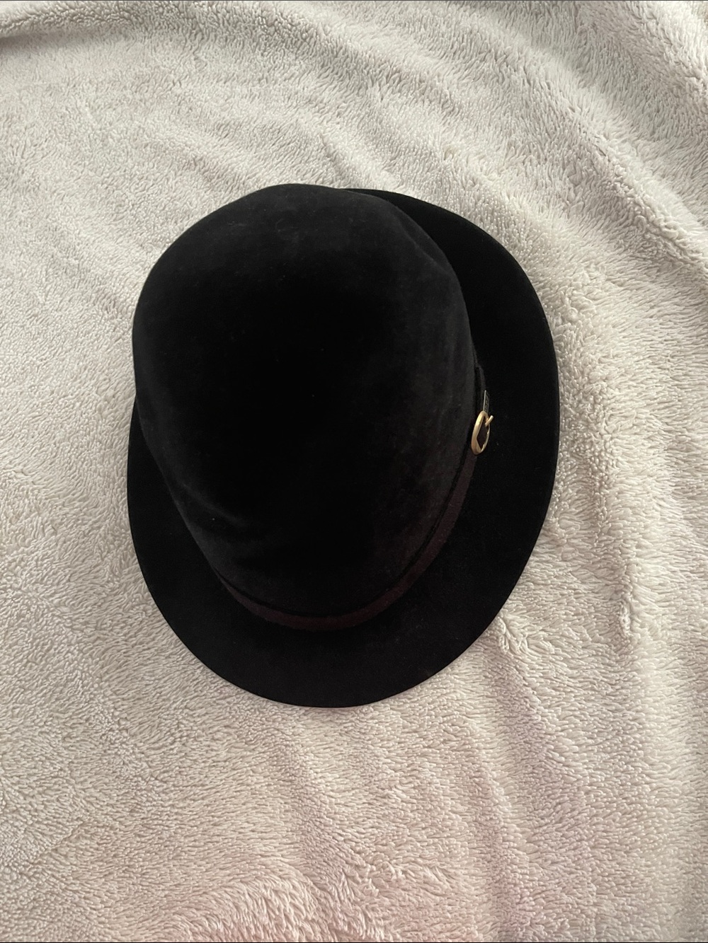 Dobbs Classic Black Bowler Hat with Gold Buckle Women’s M L